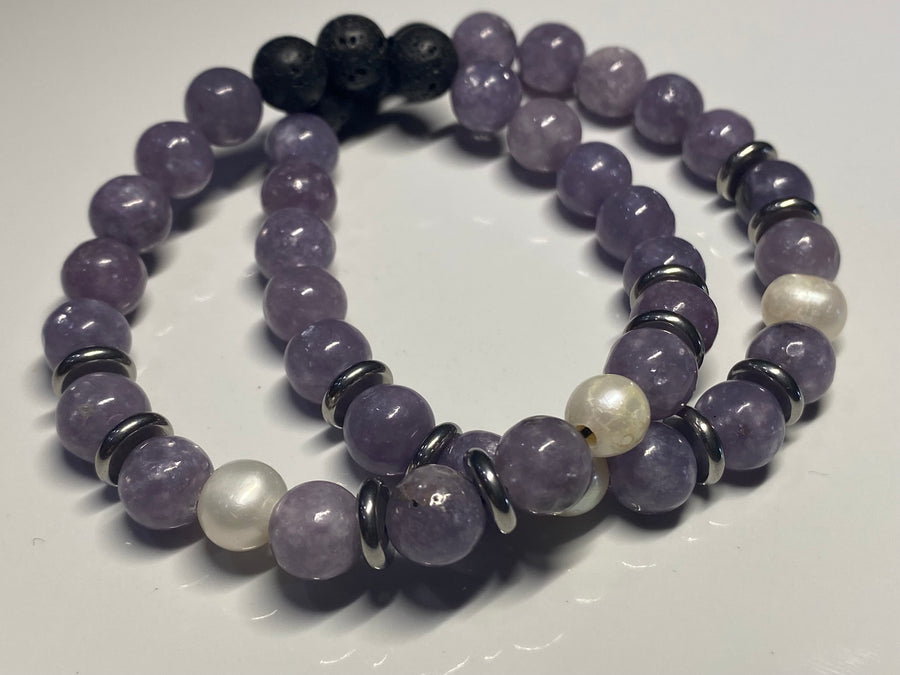 Aromatherapy Healing Stone Bracelet  - Lepidolite for Anxiety